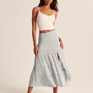 Abercrombie & Fitch Grey Green Tiered Maxi Skirt M